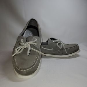 SPERRY TOP-SIDER LEATHER BOAT SHOES GRAY 8.5